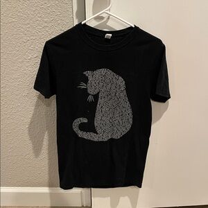 Black Shirt w White Cat Silhouette Designed w Book Titles!